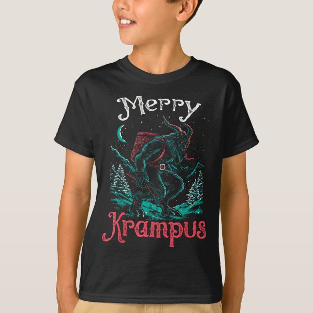 Clic Folklore Christmas Merry Krampus Festive Horr T-Shirt (Front)