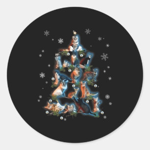 Clic Holiday Kitty Cat Christmas Tree Meowy Catmas Classic Round Sticker