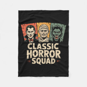Clic Horror Squad Vintage Retro Monster Halloween Fleece Blanket
