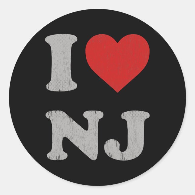 Clic I Love Nj Y2k Souvenir I Heart New Jersey  Classic Round Sticker (Front)