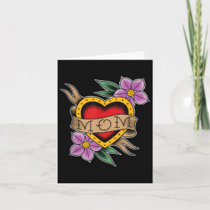 Clic Mum Heart And Flowers Old School Tattoo Art  Card
