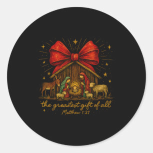 Clic Nativity Scene – Greatest Gift Matthew 1_21 Classic Round Sticker