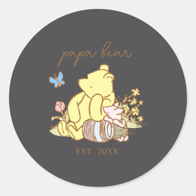 Clic Papa Bear New Dad  Classic Round Sticker (Front)