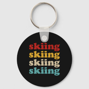 Clic Skiing Typography Ski Dad Design Retro Skiing Key Ring