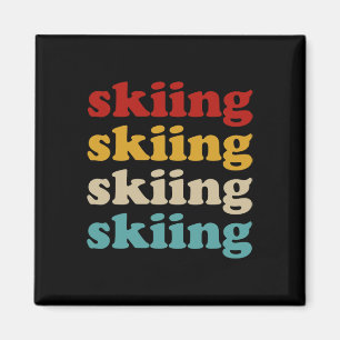 Clic Skiing Typography Ski Dad Design Retro Skiing Magnet