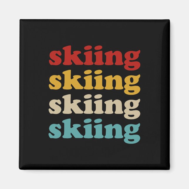 Clic Skiing Typography Ski Dad Design Retro Skiing Magnet (Front)