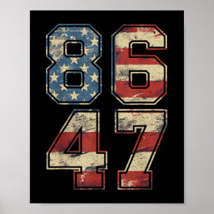 Clic Vintage 80s Style 86 47 Anti Trump Usa Flag Poster