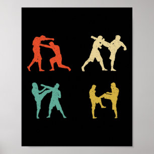 Clic Vintage Style Kickboxing Mens Womens Gift Poster
