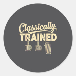 Clically Trained Retro Racing Three Pedals Manual Classic Round Sticker
