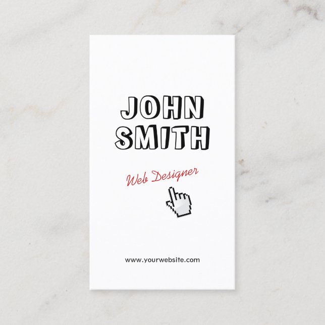 Click! Outline Text Web Design Business Card (Front)
