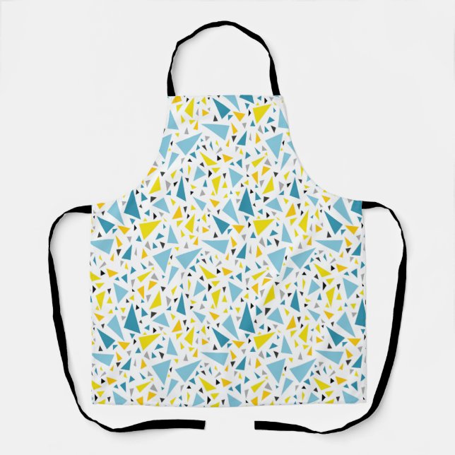Click to favourite design  Yellow and blue triangl Apron (Front)
