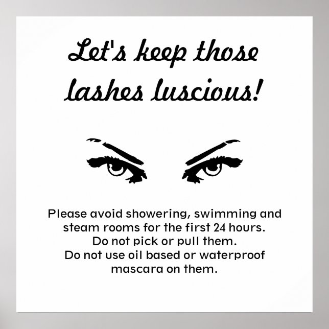 Click to purchase Lash care poster for business (Front)