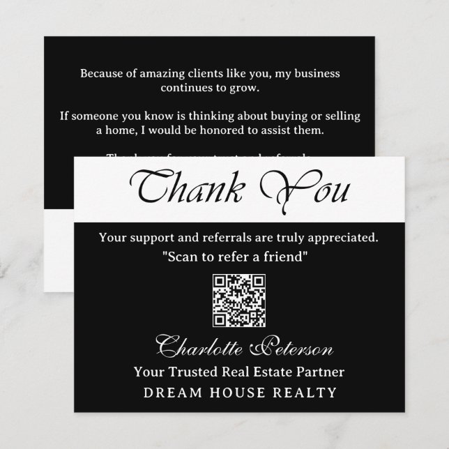 Client Appreciation Real Estate Referral Enclosure Card (Front/Back)