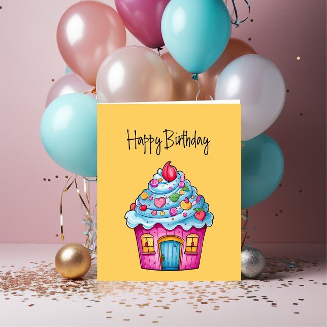Client Happy Birthday Cupcake House Card (Creator Uploaded)
