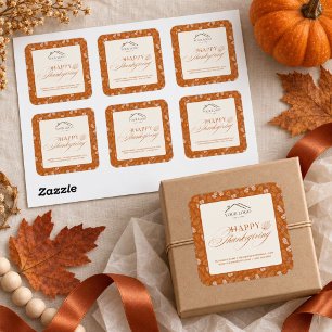 Client Thanksgiving Business Custom Logo Autumn Square Sticker