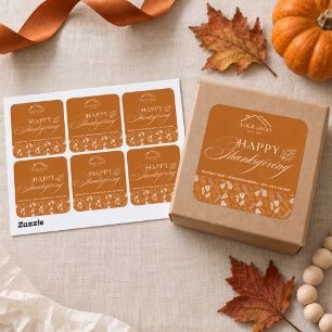 Client Thanksgiving Business Custom Logo Autumn Square Sticker