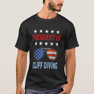 Cliff Diving Accessories Usa Flag Diving Saying T-Shirt