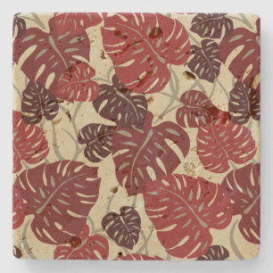 Cliff Hanger Hawaiian Leaf Print Tiki Bar Coasters