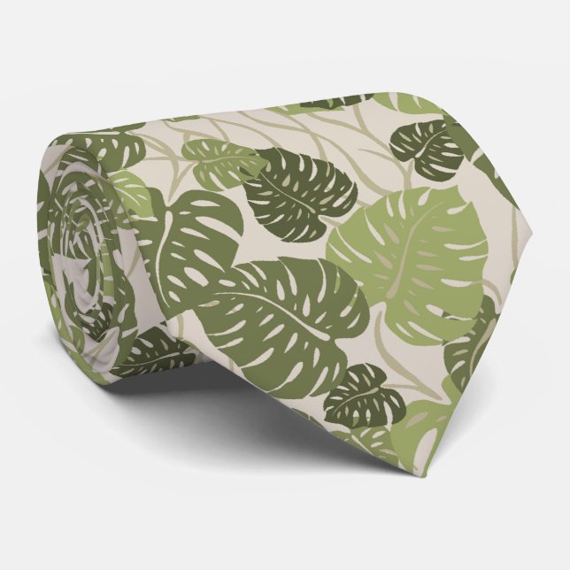 Cliff Hanger Hawaiian Monstera Leaf 2-sided Print Tie (Rolled)
