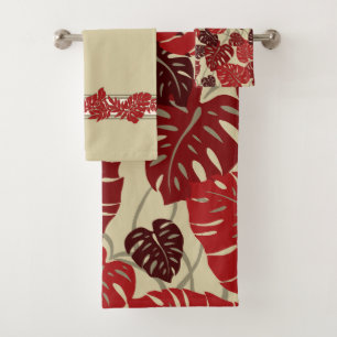 Cliff Hanger Hawaiian Monstera Leaf Coordinates Bath Towel Set
