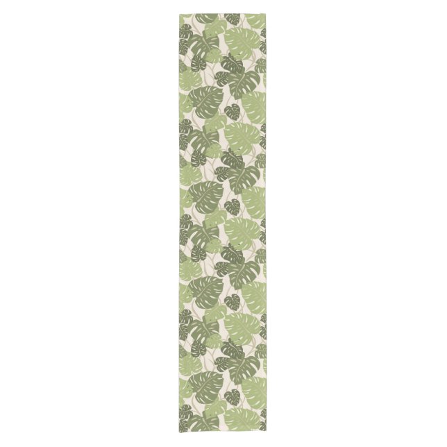 Cliff Hanger Hawaiian Monstera Leaf Short Table Runner (Front)