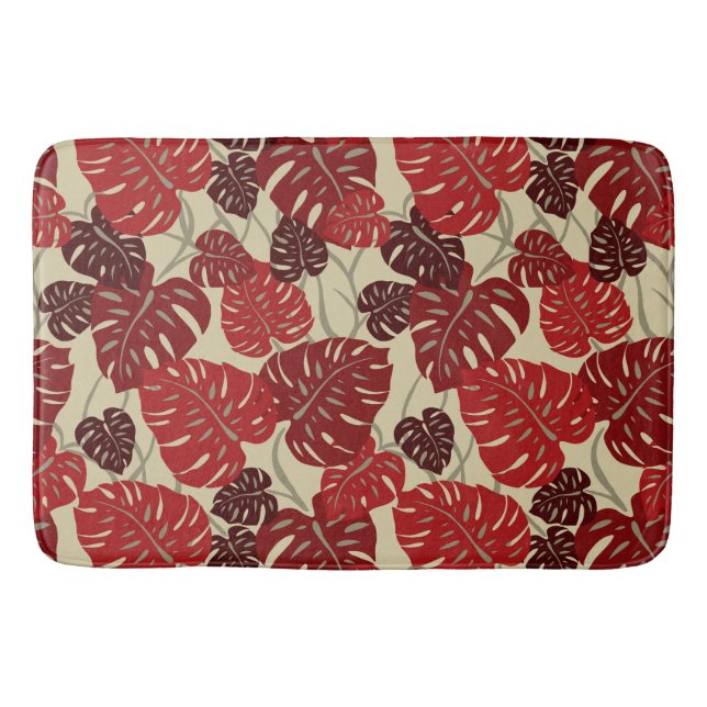 Cliff Hanger Hawaiian Tropical Monstera Leaf Bath Mat (Front)