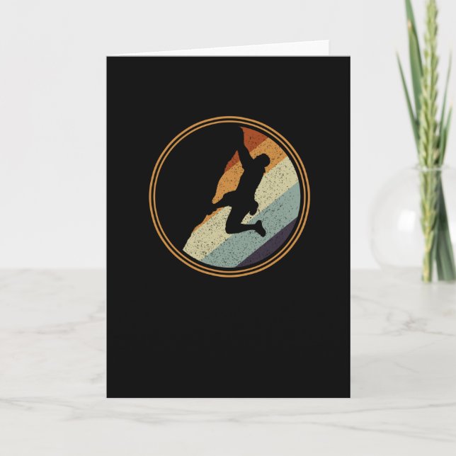 Cliff Hanging Boulder Bouldering Mountain Climber Card (Front)