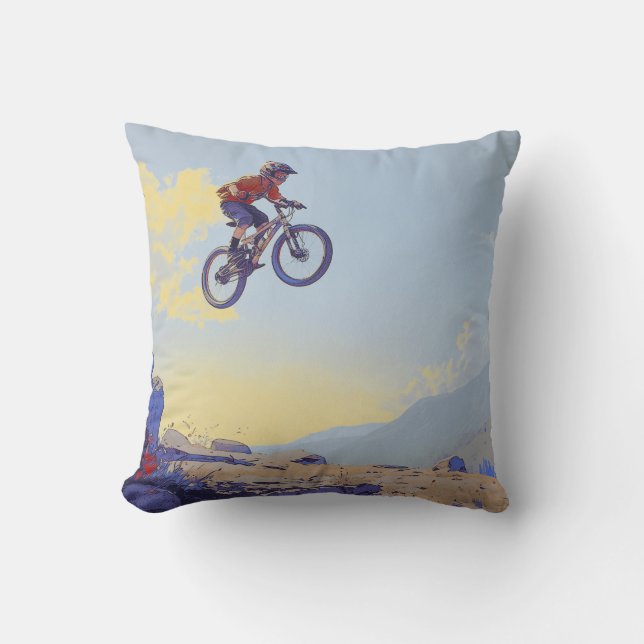 Cliff Jumping BMXer- BMX Rider Design Cushion (Front)