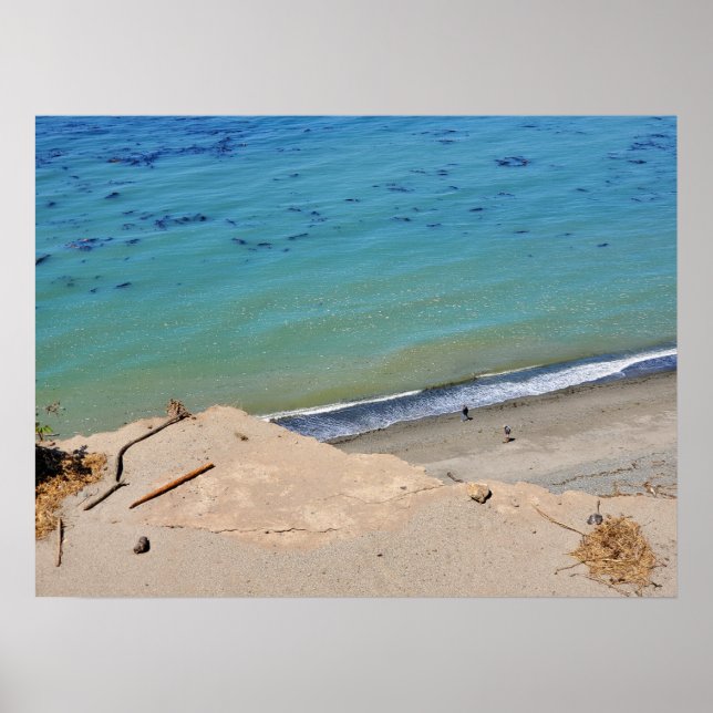 Cliff over Beachcombers at Dungeness Wilderness Poster (Front)