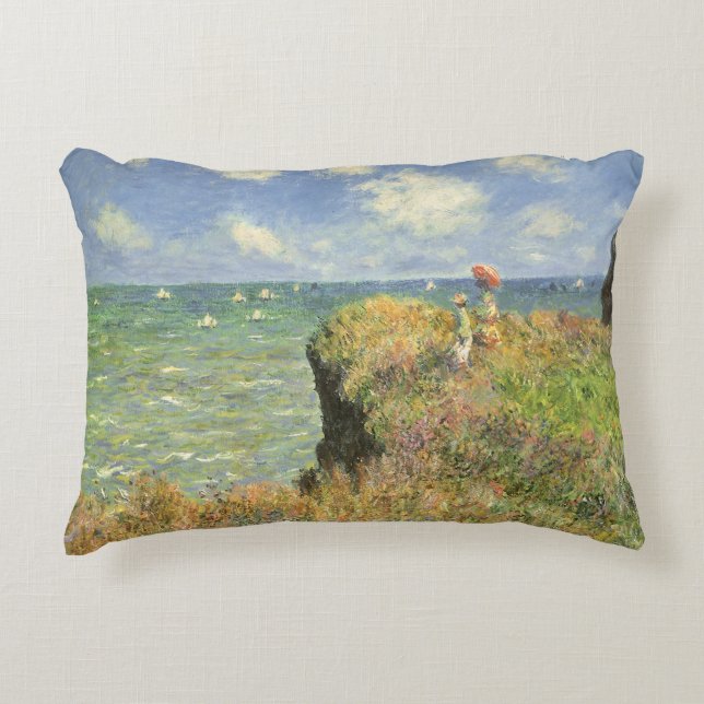 Cliff Walk at Pourville by Claude Monet Decorative Cushion (Front)
