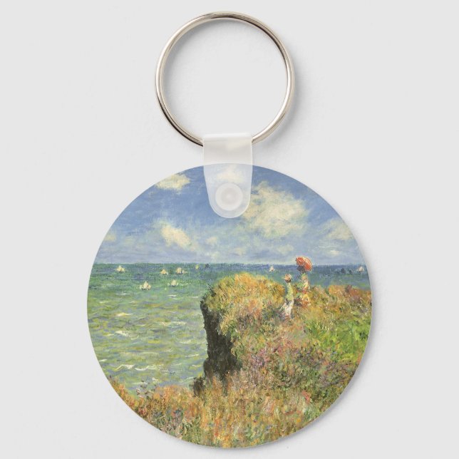 Cliff Walk at Pourville by Claude Monet Key Ring (Front)