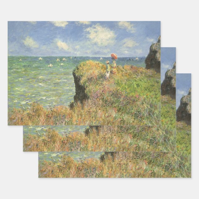 Cliff Walk at Pourville by Claude Monet Wrapping Paper Sheet (Set)