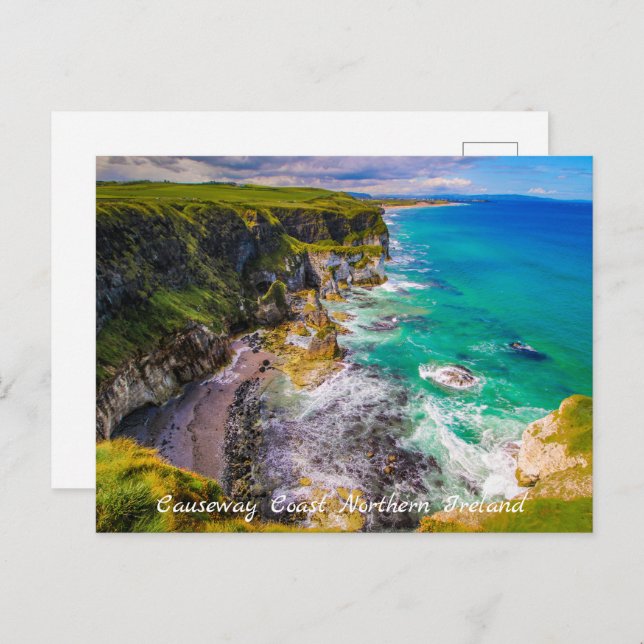 Cliffs and Turquoise Sea Northern Ireland Postcard (Front/Back)