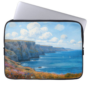 "Cliffs of Endless Horizon" – A Welsh Seascape Laptop Sleeve