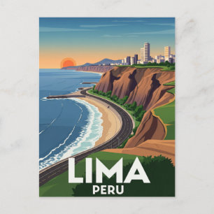 Cliffs of Lima Peru Travel Postcard