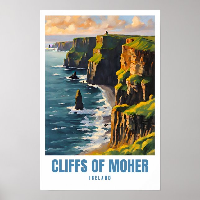 Cliffs of Moher illustration Travel Poster (Front)