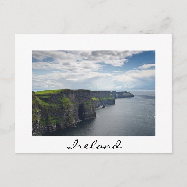 Cliffs of Moher in Ireland white text postcard (Front)