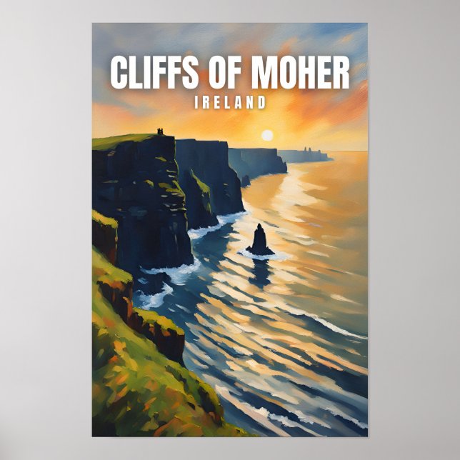 Cliffs of Moher Ireland Decorative Travel Art Poster (Front)