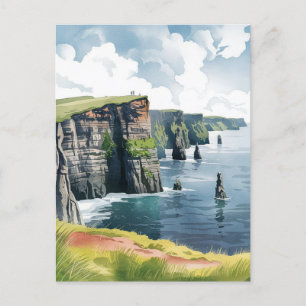 Cliffs of Moher, Ireland Painting Postcard
