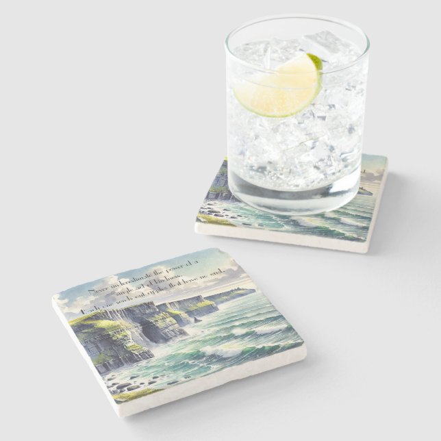 Cliffs of Moher, Ireland & Quote Stone Coaster (Side)
