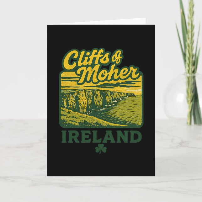 Cliffs Of Moher Ireland Retro Vacation Landmark So Card (Front)