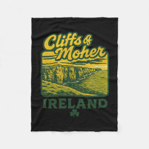 Cliffs Of Moher Ireland Retro Vacation Landmark So Fleece Blanket