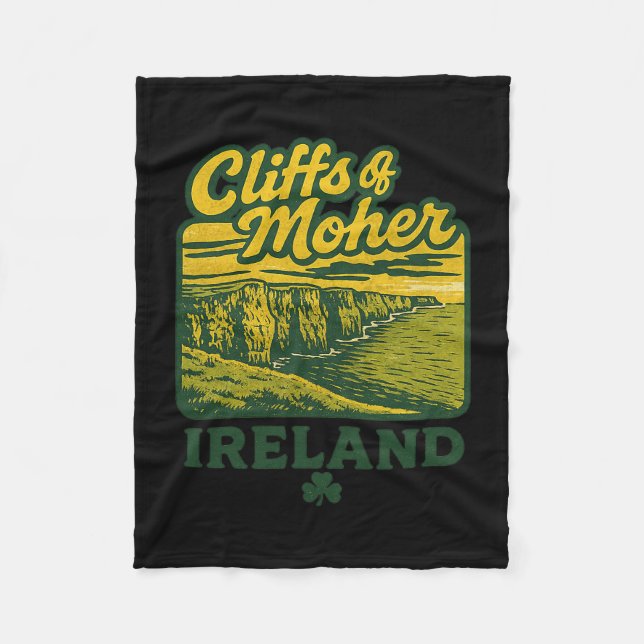 Cliffs Of Moher Ireland Retro Vacation Landmark So Fleece Blanket (Front)