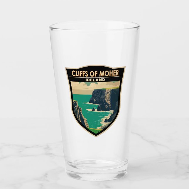 Cliffs of Moher Ireland Travel Art Vintage Glass (Front)
