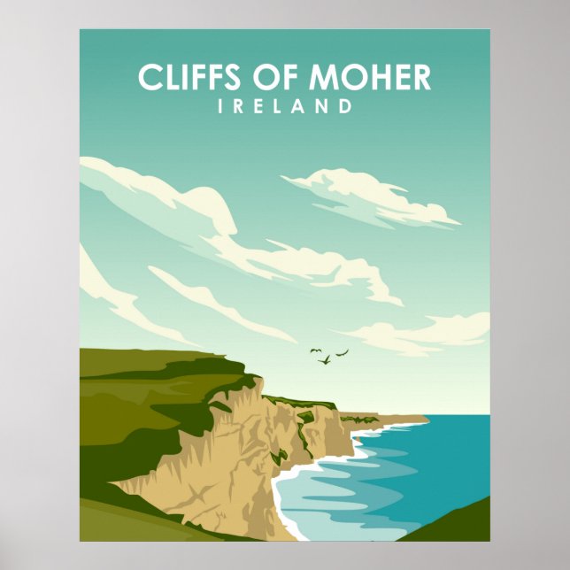 Cliffs of Moher Ireland Vintage Travel Poster (Front)