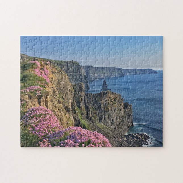 Cliffs of Moher Pink Flowers, Ireland Puzzle (Horizontal)