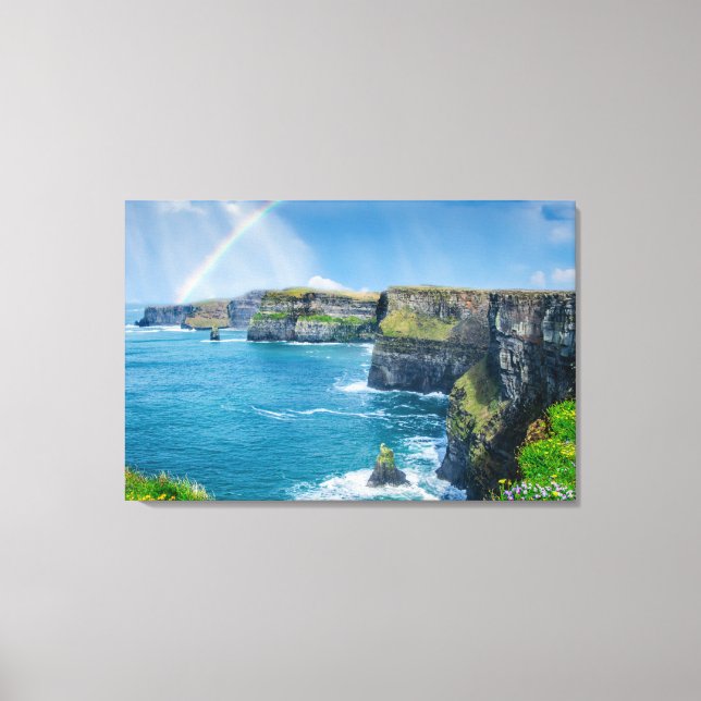 Cliffs of Moher Rainbow, Ireland Canvas Print (Front)