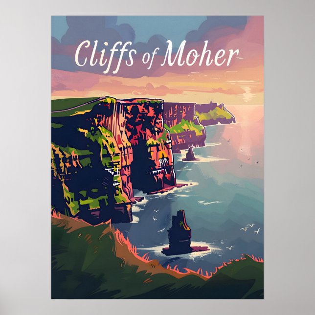 Cliffs of Moher sunset Poster (Front)