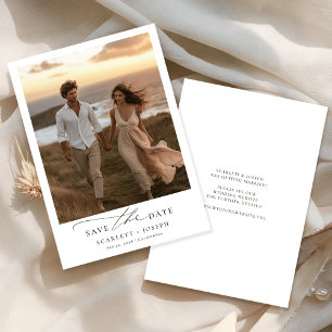 Cliffside Beach Calligraphy Wedding Photo Save The Date