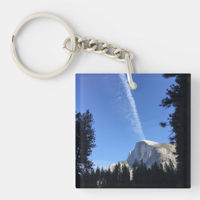 Cliffside Cloud Yosemite Blue Colour Photography Key Ring (Front)